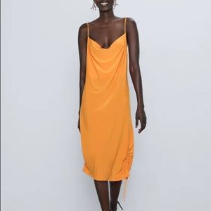 Zara orange slip dress